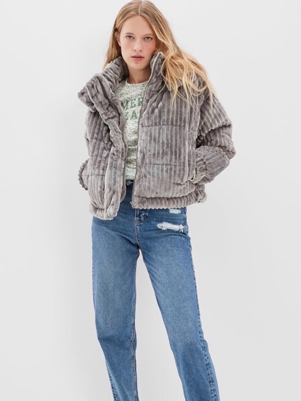 American Eagle Cropped Velvet Coat